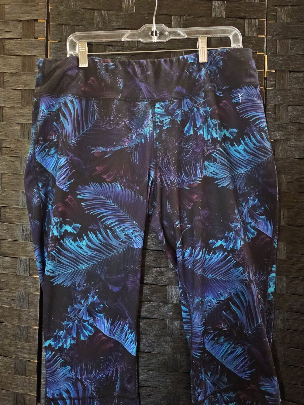 Danskin Black Leggings with Blue & Purple Palm Print